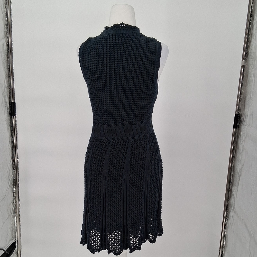 RED Valentino Navy Crochet Cotton Fit & Flare Dress Made in Italy Size Large - Picture 5 of 13